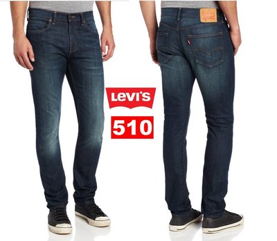 【超搶手】全新正品 美版 Levis 510 0336 Midnight Jeans 低腰 超窄版 水洗刷紋牛仔褲 藍色