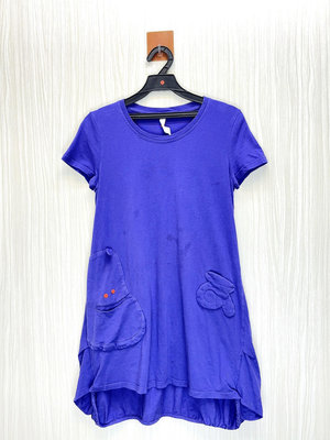 A la sha 專櫃 紫色可愛大Logo造型純棉洋裝
