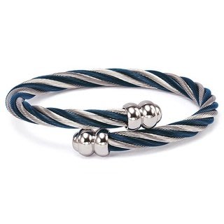 【99鐘錶屋】夏利豪CHARRIOL：夏利豪Celtic藍銀雙色鋼索手環『04-1001-171-0M』銀色葫蘆頭