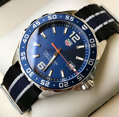 TAG HEUER Formula 1 藍色面錶盤 藍色配黑色尼龍帆布錶帶 石英 男士手錶 WAZ1010.FC8197 豪雅 F1