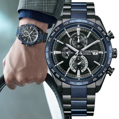 CITIZEN 星辰 湛藍星空 限量 鈦金屬光動能電波萬年曆手錶(AT8187-75E)/42mm
