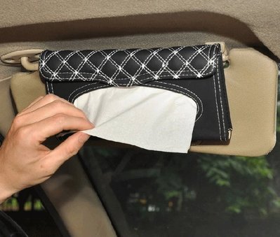 車用面紙盒 遮陽板紙巾盒 汽車衛生紙套 A504 - 白線條