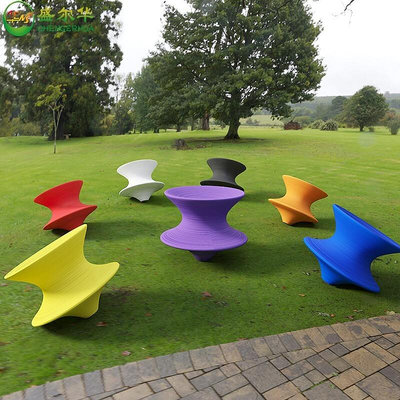 玻璃鋼陀螺椅子旋轉不倒翁座椅凳子360度公園兒童區休閑椅