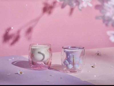特賣-星巴克貓爪杯子情人節禮物生日女官網正品限量版紫櫻水杯限定禮盒
