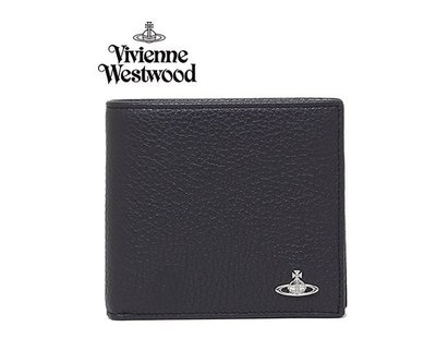 Vivienne Westwood (深藍黑色)  真皮兩摺短夾 皮夾 錢包 中性款｜100%全新正品｜特價
