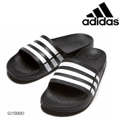 【鞋印良品】adidas 愛迪達 DURAMO SLIDE 黑 白 三條 一體成型 運動 拖鞋 輕量 防水 G15890