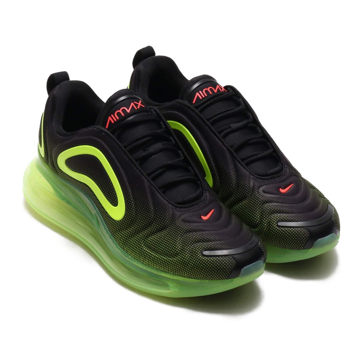 CodE= NIKE AIR MAX 720 鋼印全氣墊慢跑鞋(黑螢光綠) AO2924-008 漸層