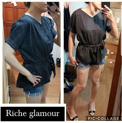 全新 日本Riche glamour(尺碼M) 嫘縈質料公主垂袖前短後長 綁帶襯衫