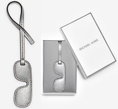 全新 Michael Kors MK 銀色太陽眼鏡造型皮革製鑰匙圈吊飾~特價$1099含運
