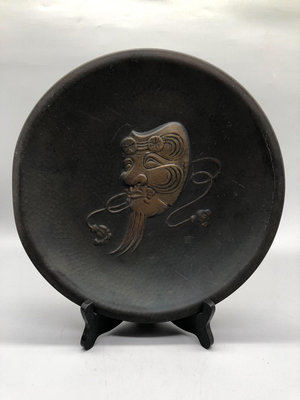 日本玉川堂 手工錘起銅器  純銅賞盤 掛盤  2