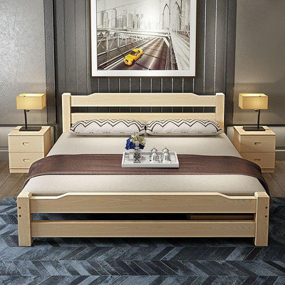 專場:實木雙人床18松木12單人床15米簡易原木床架簡約床135米 無鑒賞期 自行安裝