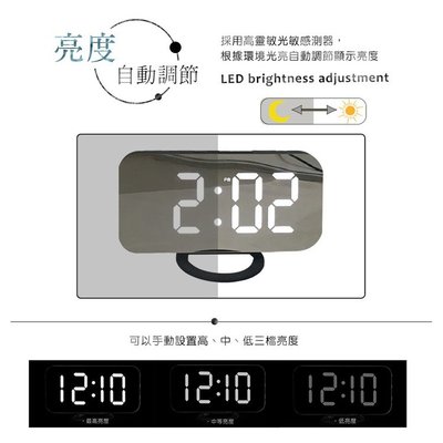 強強滾 HANLIN-GCLK 兩用數字LED鏡面USB鬧鐘(USB供電) 時鐘 時間 設計鐘