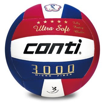 Conti V3000-5-RWB 頂級超細纖維貼布排球(5號球) 紅/白/藍