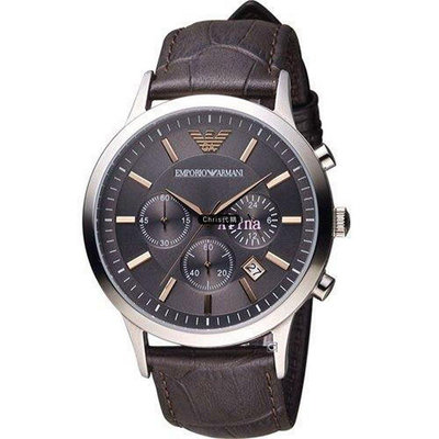 現貨 精品代購 EMPORIO ARMANI 亞曼尼手錶 AR2513 優雅紳士 時尚型男  小牛皮錶帶 手錶 歐美代購 可開發票