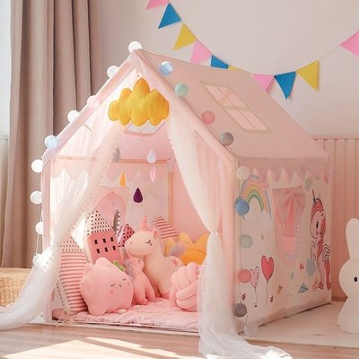 小丸佳兒童帳篷室內夢幻公主床上女孩玩具屋小房子可睡覺分床神器