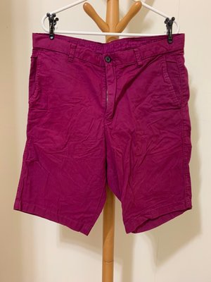 衣市藍~UNIQLO 休閒短褲 (L~84-92cm~紫紅色~) (210715)