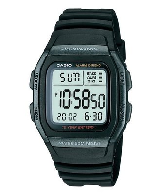 CASIO經典電子錶W-96H系列，搭配容易判讀的液晶數字顯示 W-96H-1B (1 96 H) 學生錶當兵