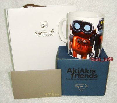 【現貨】agnes b Cafe L.P.G. 小b 精品【AkiAkis friend機器人馬克杯 (白) (贈 提袋)】 全新