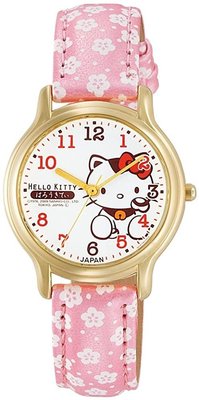 日本正版CITIZEN 星辰 Q&Q 0007N003 Hello Kitty 凱蒂貓 女錶 皮革錶帶 日本代購