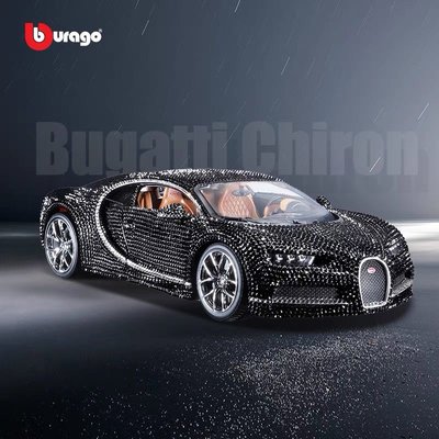 -78車庫- 現貨 1/18 Bburago Bugatti Chiron x 施華洛世奇 黑水晶 聯名 限量 尊榮禮盒