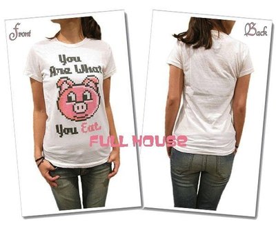 【FULL HOUSE 】人氣品牌 Local Celebrity You Are what pig you eat 小豬 　  Q TEE