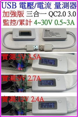 【購生活】 KCX-017 QC3.0 30V 3A USB電流錶 電壓錶 USB量測器 USB容量檢測 附載電阻