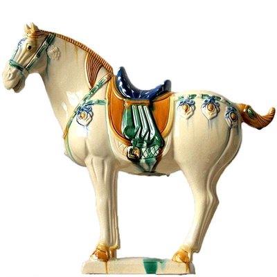 下殺 陶瓷馬擺件洛陽唐三彩馬擺件靜立大馬工藝品禮品風水鎮