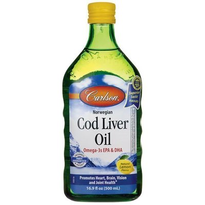 ✿大地✿Carlson Cod Liver Oil Lemon 魚肝油 檸檬味TG型 500ml 含A、D3、E 空運報關服務