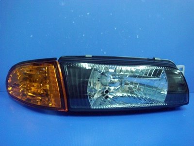 小亞車燈╠ 高優質真正水三菱-LANCER-93年EVO黑框大燈+黃角燈DEPO