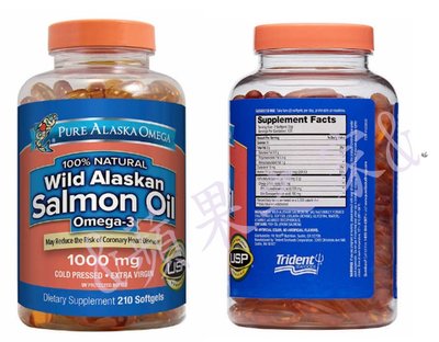 &amp;蘋果之家&amp;現貨 美國原裝Pure Alaska Omega Wild Salmon Oil 1000mg 210pcs
