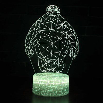 [現貨]杯麵3D視覺立體燈 Baymax 大英雄天團 大白 七彩漸變氣氛 觸摸開關 錯覺燈 小夜燈 趣味創意禮物