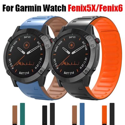 磁性防水防汗錶帶矽膠錶帶兼容 Garmin Watch fenix5X/3 26mm Garmin Watch Feni