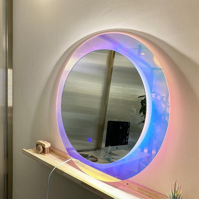 【現貨】glas彩虹鏡圓形ins風亞克力創意裝飾鏡客廳玄關鏡子壁掛化妝鏡