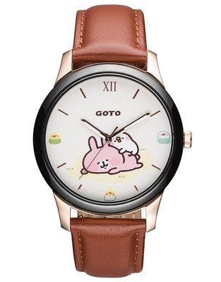 [時間達人] GOTO X 卡娜赫拉的小動物 兔兔 P助-男-愜意時光 藍寶石水晶鏡面 陶瓷 一卡通行動生活手錶 支付