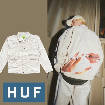 Cover Taiwan 官方直營 HUF 嘻哈 滑板 戶外 情色 大麻 420 工裝 襯衫 外套 夾克 白色 (預購)