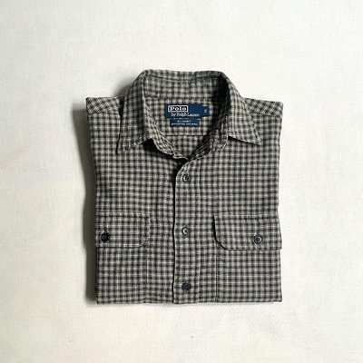 美國經典 Polo Ralph Lauren G.I. Shirt 羊毛x棉質 細格紋 雙口袋 毛料襯衫 vintage