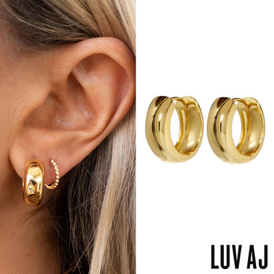LUV AJ 好萊塢潮牌 金色簡約 寬版小圓耳環 MONACO HUGGIES