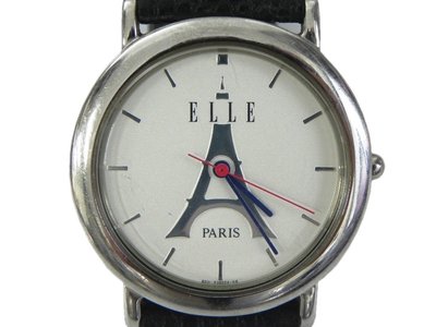精品錶 [ELLE 594303] 巴黎鐵塔圓型[白色面] 石英/時尚/中性錶