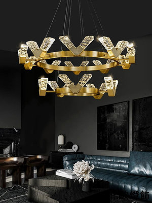 創意個性全銅水晶吊燈簡約大氣餐廳客廳燈藝術樣板間高檔燈具
