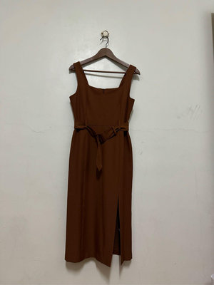 BANANA REPUBLIC 棕色側下襬微開衩設計肩帶背心連身洋裝 / 4  / 8988