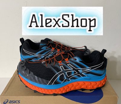 艾力克斯 ASICS FUJITRABUCO MAX 男 1011B028-003 黑藍橘 抽繩鞋帶 越野慢跑鞋警8