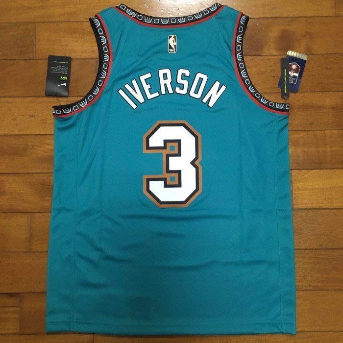 現貨優惠 Nike Memphis Grizzlies Iverson 灰熊復古球衣 Yahoo奇摩拍賣