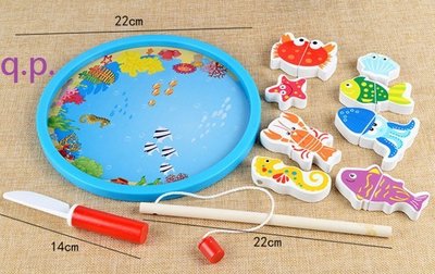 木製玩具 磁性磁鐵 釣魚 小孩兒童遊戲 益智 海洋生物 木質 盤子 魚 龍蝦 螃蟹 海馬 貝殼 海星 切切樂 扮家家酒
