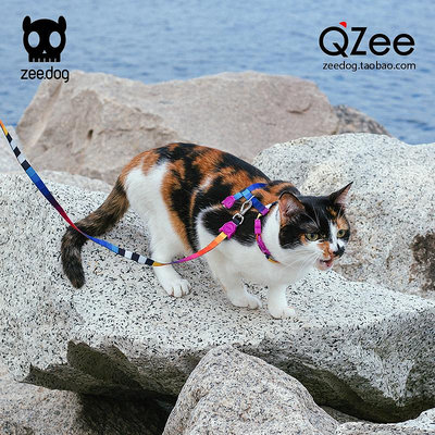 QZee 美國 Zeedog貓牽引繩胸背帶套裝Zeecat安全扣溜貓項圈貓胸背