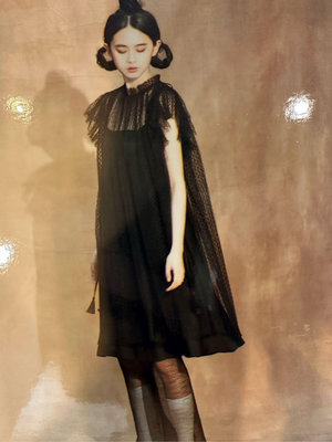 [最後折扣出清]國內設計師葉珈伶charinyeh同名品牌附內搭壓摺皺洋裝黑色蕾絲-一件結束✔️
