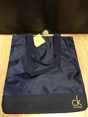 出清特賣 CK Calvin Klein 深藍色 經典字母logo 托特包/肩背包/手掛包/通勤包/購物袋/手提袋 扁包