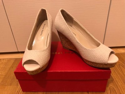 日本ORiental TRaffic 楔型鞋。白色高跟鞋魚口鞋