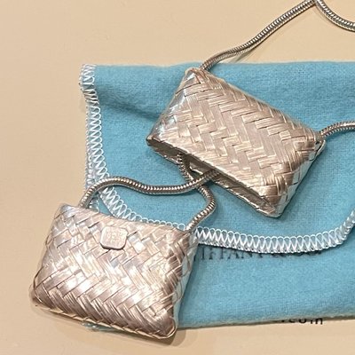 珍稀古董Tiffany & Co. 純銀編織迷你珠寶項錬小包 不可思議有彈性可以放婚戒機密資料