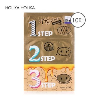 ☆愛寶韓國空運☆ Holika HONEYGOLD 去黑頭豬鼻貼三部曲 黃金版 10片裝 【免稅店代購】