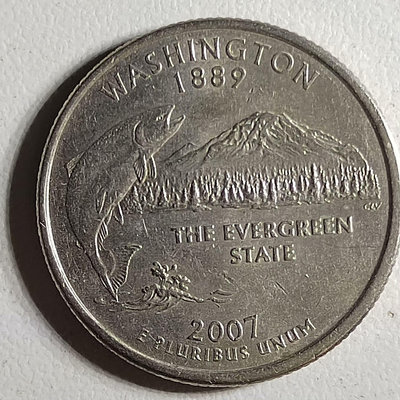 2007年美國25美分華盛頓州州幣紀念幣硬幣外國錢幣公園幣22798